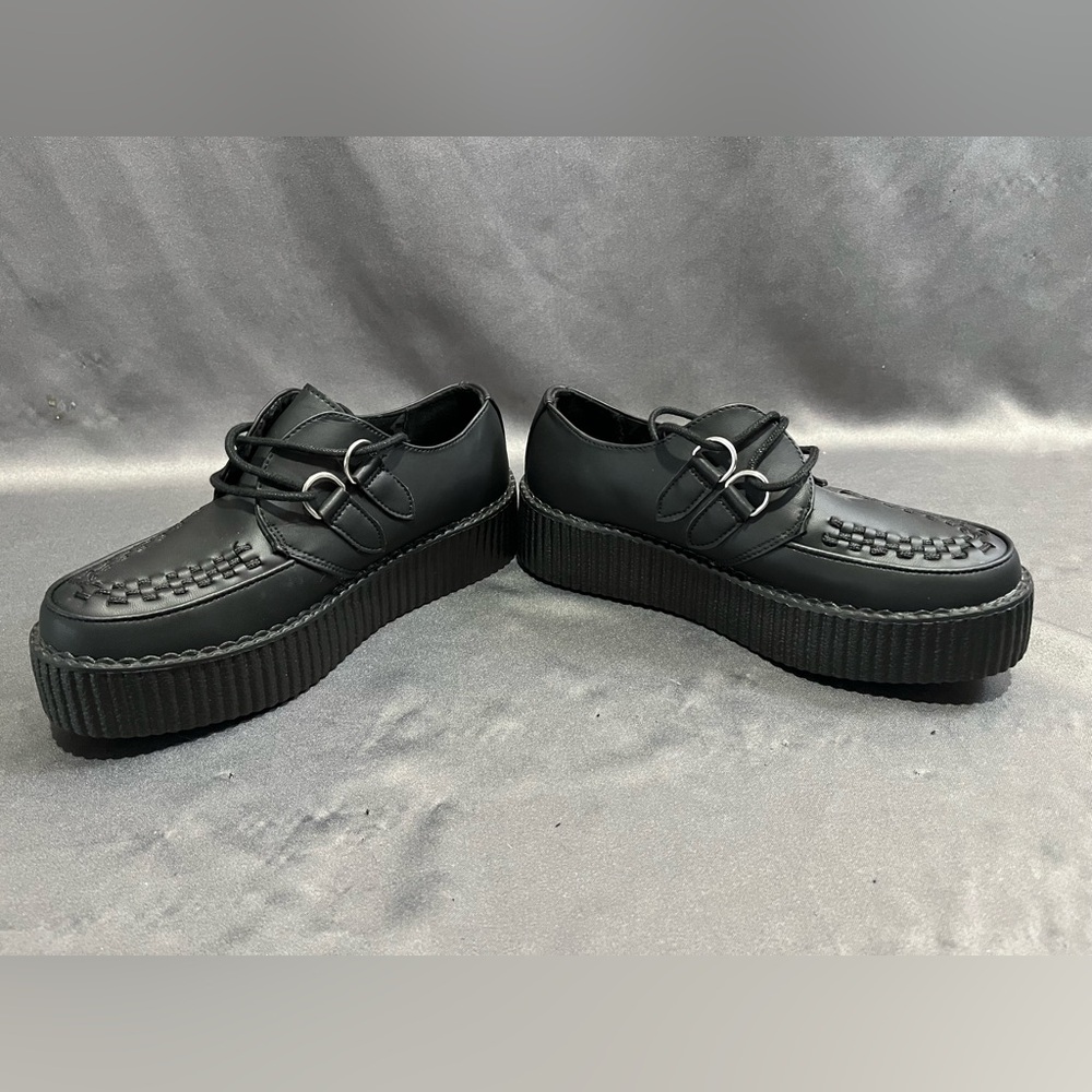 TUK Black Lace-Up Platform Shoes - Picture 2 of 5